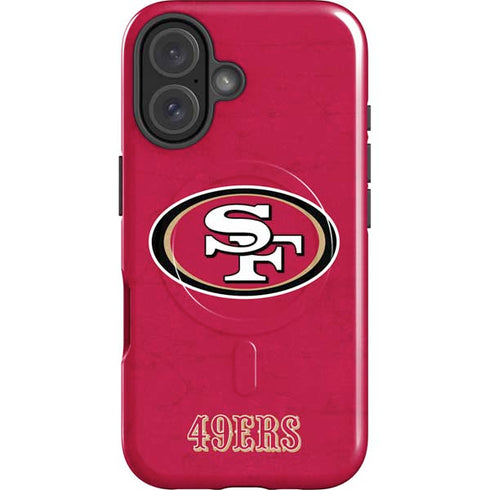 NFL San Francisco 49ers Distressed iPhone 16 Plus Magsafe Impact Case